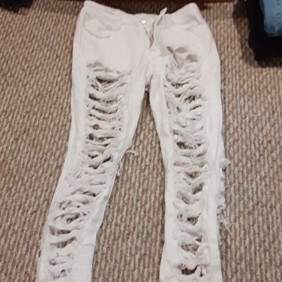 White Ripped Jeans - Picture 1 of 4